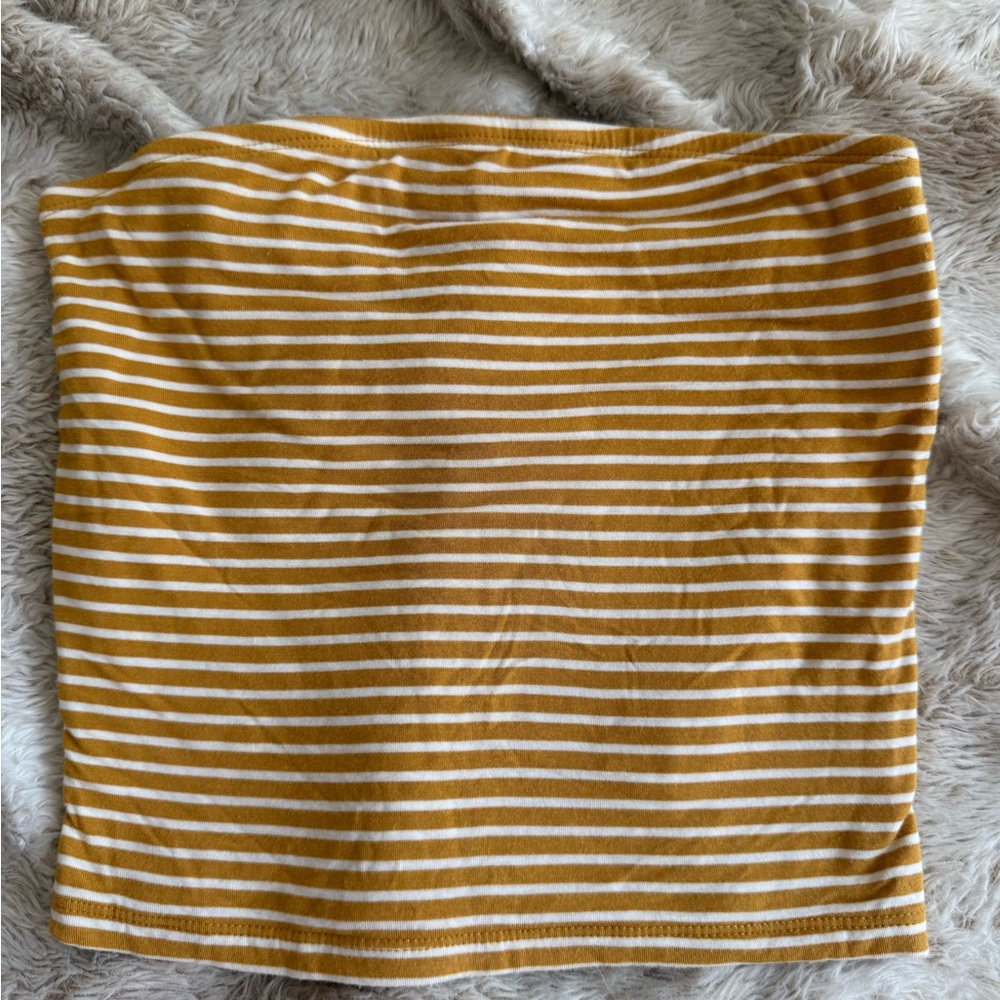 A&E Soft Sexy Striped Mustard Tube Top